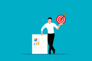 a business man is showing its product to its targeted customers