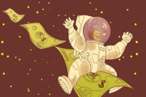 an astronaut flying in space 